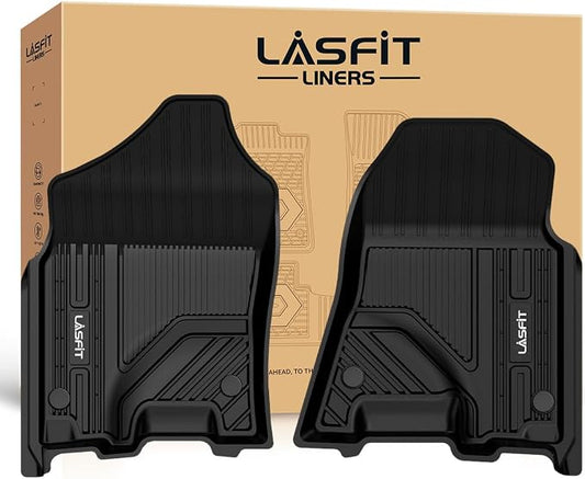 LASFIT Floor Mats 1st Row Only for Ram 1500 2019-2024 Crew Cab and Quad Cab Front Bucket Seat, Not for RAM 1500 Classic, All Weather TPE Custom Fit Car Mats Truck Front Liners, Black