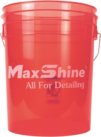 Maxshine 5 Gallon Universal Detailing Bucket (Red) – Car Wash Bucket for Scratch-Free Washing, Garage Storage & Detailing Tools – Holds Soap, Foam Cannon, Microfiber Towels & More