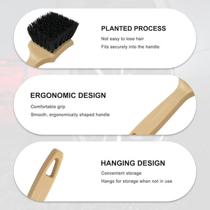 Car Carpet Cleaning Brush, 8.5-Inch Tire Cleaner Scrub Brushes with Stiff Bristles, Wheel Hub Scrub Brush Exterior Washing Supplies for Sedan SUV Truck, Car Accessories (Khaki)