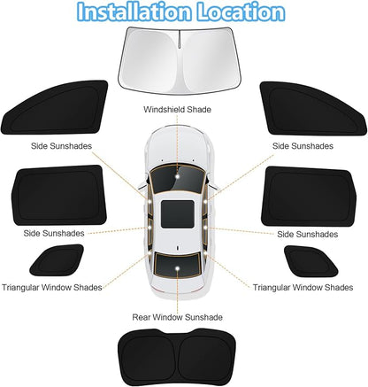 KUST Car Window Shades for Jeep Compass 2017-2024 Windshield Sun Shade Side Window Cover UV Block Privacy Protection Accessories for Camping Blackout Rear Back Full Set 8PCS