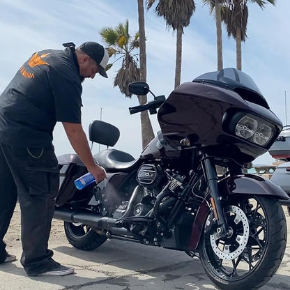 Shinykings Motorcycle Cleaner Wash&Shine 66 | WATERLESS Motorcycle Wash with Ultra Shine Effect | Powerful Detailing Spray for All Surfaces | Motorcycle Cleaning Kit California | 32 fl.oz