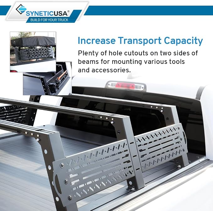 Syneticusa AR Automatic Retractable Truck Bed Cover with R6 Rack for Ford F-150 2004–2026 | 5.5' (67”) Short Bed | Aluminum Hard Retractable Tonneau Cover | Easy Installation | Waterproof, Low-Profile