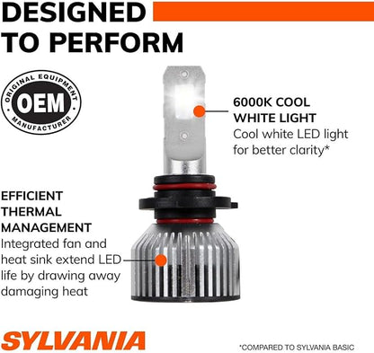 SYLVANIA - 9005 LED - Fog Lights For Cars and Trucks - Headlight Bulbs for Off Road Powersports - 6000k Cool White LED Light - Long-Lasting Bulbs - No Polarity - DIY Upgrade