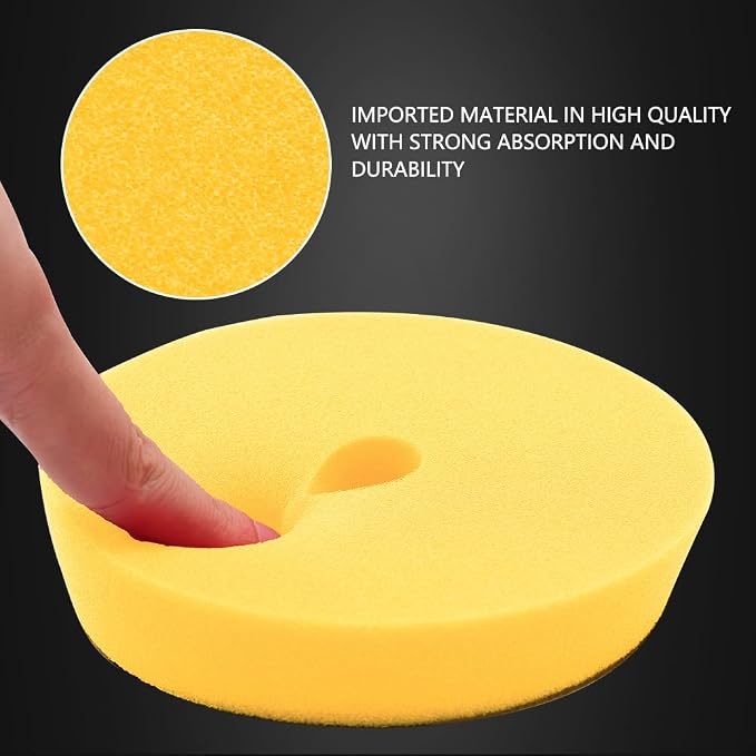 SPTA Yellow T80 High-Cut Foam Polishing Pad, 1Pc 5.5 Inch Face for 5 Inch 125mm Backing Plate Compound Buffing Sponge Pads for Car Buffer Polisher Compounding, Polishing and Waxing -FPBFS5Y