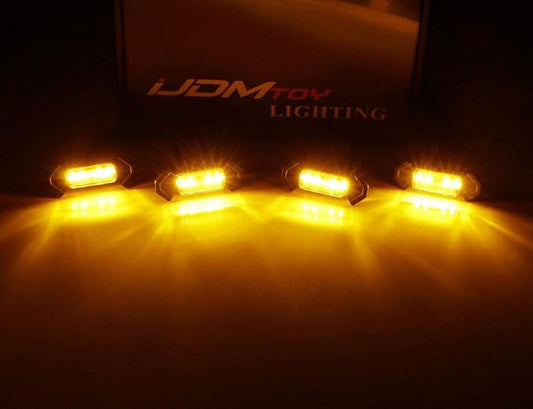 iJDMTOY 4pc Set Smoked Lens Front Grille Lighting Kit Compatible with 2016-2023 Toyota Tacoma w/TRD Pro Grill ONLY, Includes (4) 4-SMD 2500K Amber LED Light Assy & Wiring Harness