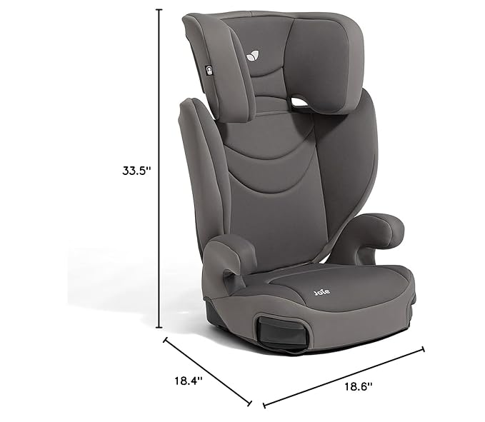 Joie Basil Highback and Backless Booster Car Seat for Big Kids 4 to 12 Years Old, Lightweight 2-in-1 Design (Thunder)