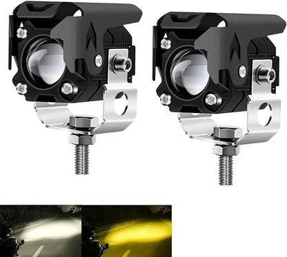 LED Pod Lights, LED off Road Lights 60W 6000lm Amber/Yellow White Dual Color Driving Fog Auxiliary Work Lights Pod for Motorcycle Truck SUV ATV E-Bike Tractor, 2 Packs