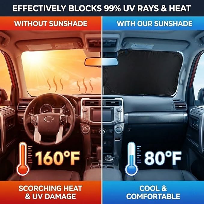 for GMC Sierra 1500 Sun Shade Windshield Cover - Custom Fit Sierra 1500 Accessories 2019-2025 2026 Sunshade Foldable UV Protection & Heat Shield Sun Visor Accessories