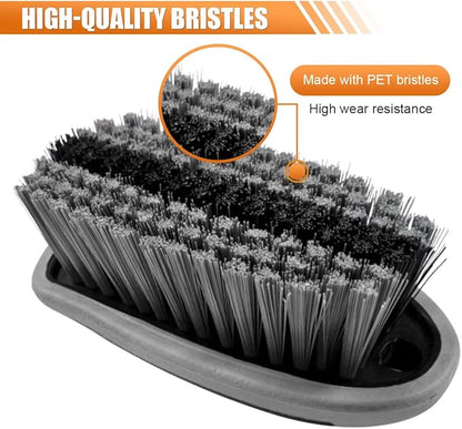 Car Carpet and Upholstery Cleaning Brush, Stiff Bristle Car Detailing Carpet Scrub Brush with Hanging Hole, Vehicle Interior Detailing Brushes for Floor Mats, Couch, Leather Seat (Gray)