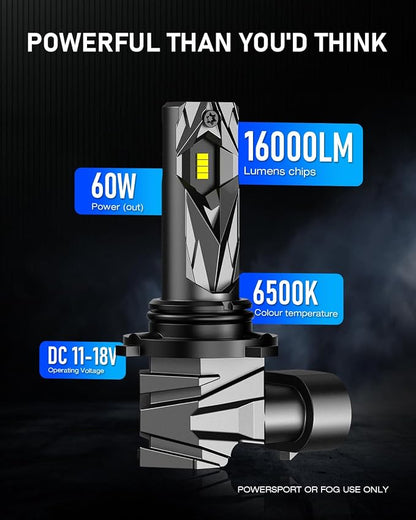 NOVSIGHT H10/9140/9145 Fog LED Bulbs - 400% Super Brighter 6500K Cool White, Fanless Light, 1:1 Size Design, 50000+ Lifespan, Plug and Play, Pack of 2