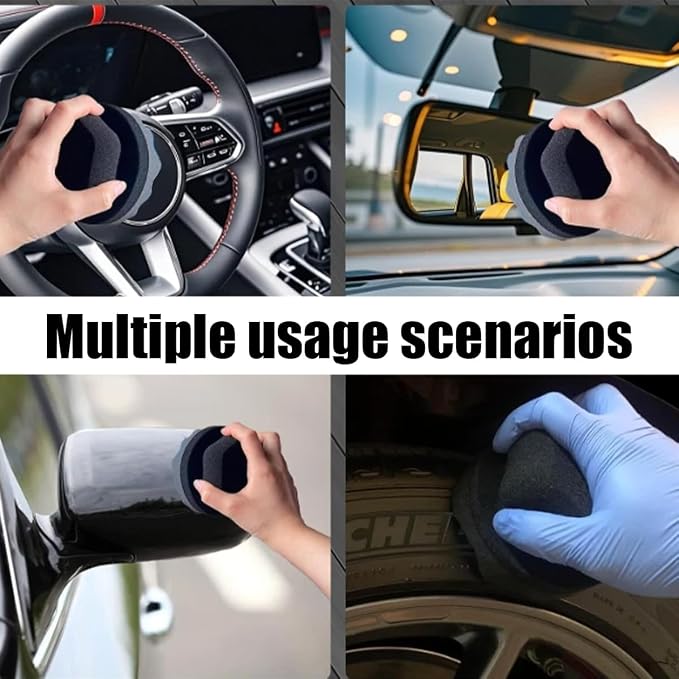 2PCS Car Tire Shine Applicator Pads, Hex Grip Wave Contoured Vehicle Detailing Foam Sponge Tool, Reusable Automotive Tyre Cleaning Accessories, Universal for Truck SUV Sedan