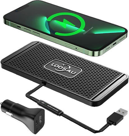 Wireless car Charger Charging pad 15w Non Slip FastCharger for car Wireless Phone Charger for Android for iPhone 11/12/13/14/15/16/17 Pro Max Xs,Samsung Galaxy S20(1M Cable)