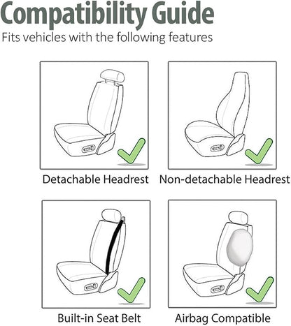 FH Group FH-FB302114 All Purpose Flat Cloth Car Seat Covers Gray/Black Color with F11306 Vinyl Floor Mats- Fit Most Car, Truck, SUV, or Van