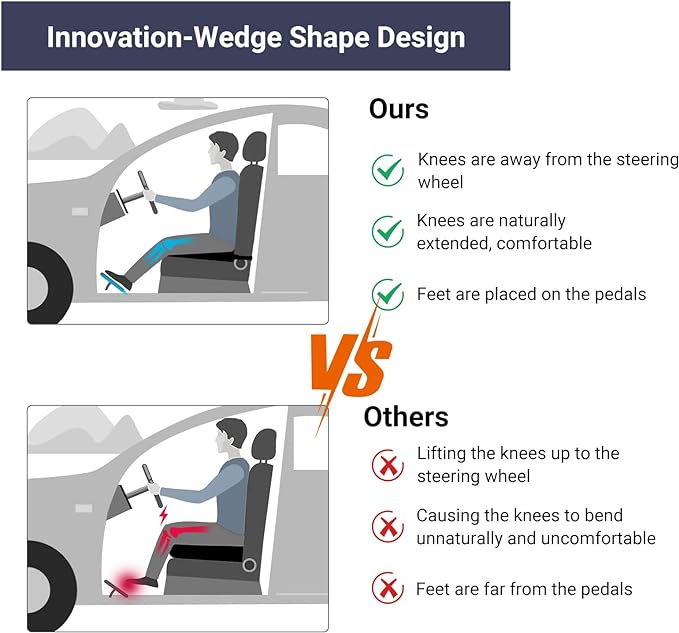 Adult Booster Car Seat Cushion, Wedge Memory Foam Pad for Driving Seat, Effectively Increase Height by 3.94 inch, Car Travel Accessories for Long Trips, (Coffee)