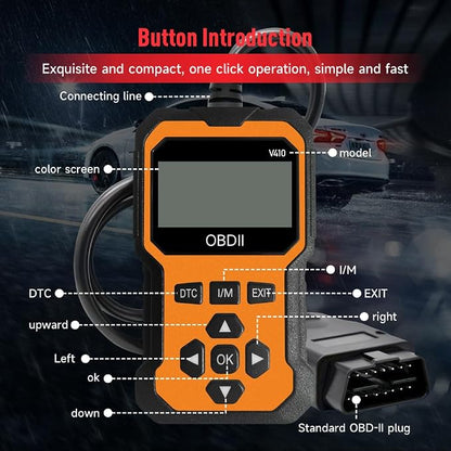 OBD2 Scanner V410 Car Diagnostic Tool – Auto Code Reader for All Vehicles, Engine Fault Code Reader Scan Tool with Live Data/Freeze Frame & Fix Suggestions Orange and Black
