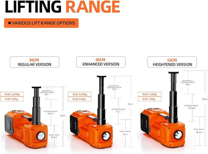 Car Jack Electric Hydraulic Jack 5Ton 155-450mm 3in1 Lift Inflator LED Light 12V Portable Outdoor Home Emergency Tire Change Roadside Rescue Tool for Sedan SUV MPV