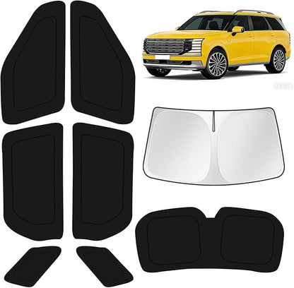 KUST Car Window Shades for Hyundai Palisade LX3 2026 Windshield Sun Shade Side Window Cover UV Block Privacy Protection Accessories for Camping Blackout Rear Back Full Set 8PCS