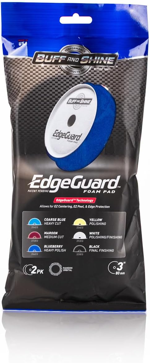 Buff and Shine - EdgeGuard Foam Buffing Pads - Blueberry - 3" Heavy Polishing Pad - Pack of 2