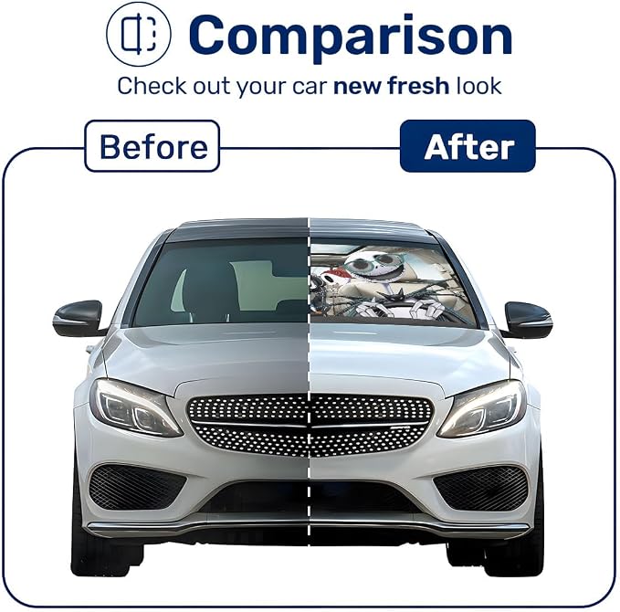 GENANY Horror Family Windshield Sun Shade for Car SUV Truck (64x32 Inches), Automobile Sunshade, Protector Blocks UV, Car Accessories, Auto Decor