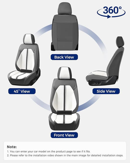 Huidasource Automotive Seat Covers, Luxury Faux Leather Seat Covers Leather, Velcro Adjustable, with Airbags, Child Seat, Cooling＆Heating, Universal Fit for Most Cars, Vans, Trucks, SUVs, Gray＆White