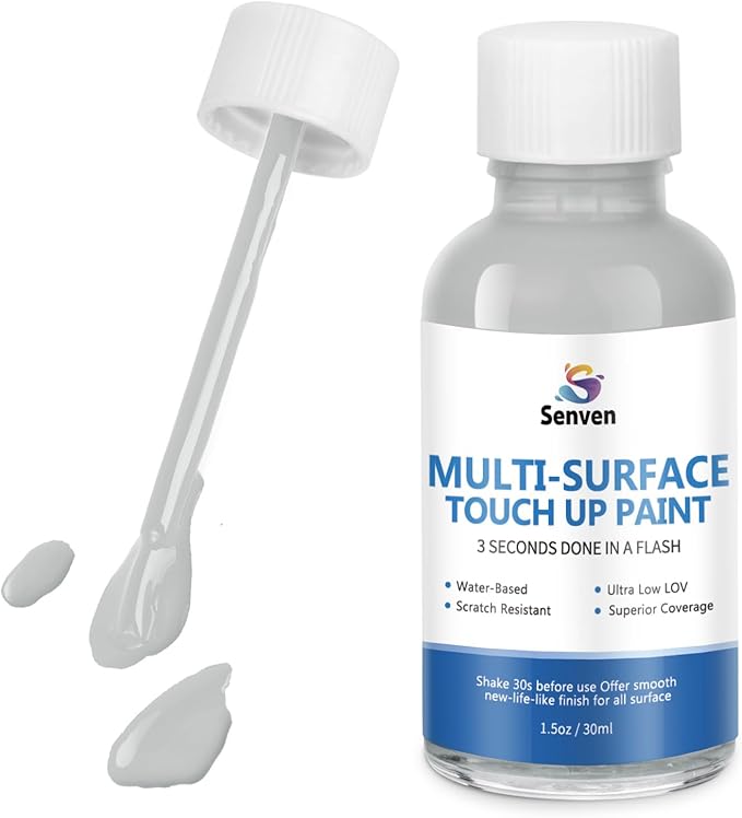 Gray Touch Up Paint High-Gloss Multi Surface Acrylic Gray Touch Up Paint Pen Scratch Repair for Metal,Walls,Cabinets,Appliances,Wood,Door,Furniture,Enamel 1.5 Fl Oz