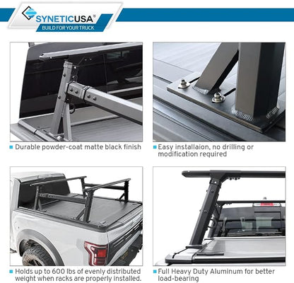 Syneticusa Hard Retractable Tonneau Cover for Ford F150 5.5 Ft Bed with Rack R1 Fits 2004-2026 | Double Locking Truck Bed Cover | Waterproof No Drill One Person Install | 5-Year Protection Plan