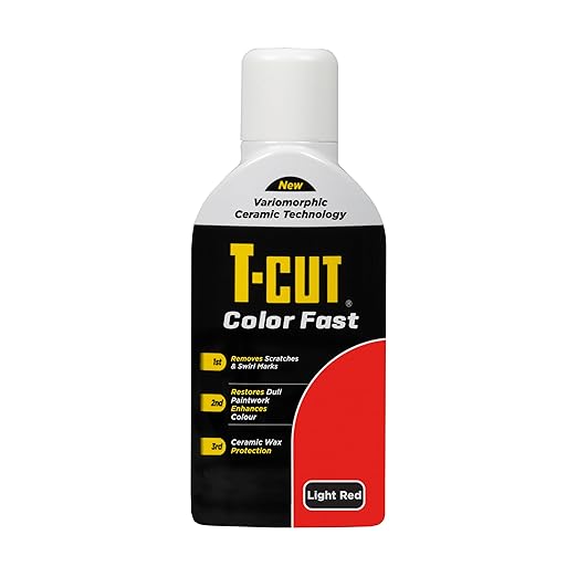 T-Cut Color Fast 3-in-1 Paint Restorer, Light Red - Scratch Remover, Ceramic Car Wax & Color Enhancer - Removes Swirls & Oxidation, 17 oz