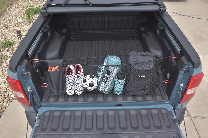 TacoNets Envelope Cargo Net for Ford Maverick - Fits 2022-Current - Upgraded 5mm Bungee - Integrated Storage Bag - Heavy Duty Carabiners - Designed in USA