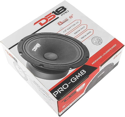 DS18 PRO-GM8 Loudspeaker - 8", Midrange, Black Steel Basket, 580W Max, 190W RMS, 8 Ohms - Premium Quality Audio Door Speakers for Car or Truck Stereo Sound System (1 Speaker)