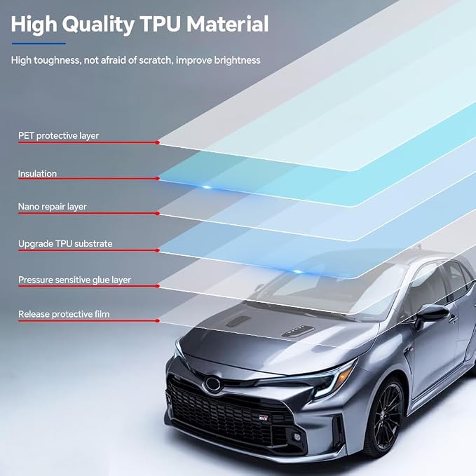 for Toyota Corolla GR 2023-2024 TPU Clear 9Mil Pre-Cut Paint Protection Film Car Vinyl Wrap,PPF Transparent Protective Anti-Scratch Self Adhesive Waterproof Car Wrap Film,for Hood Film