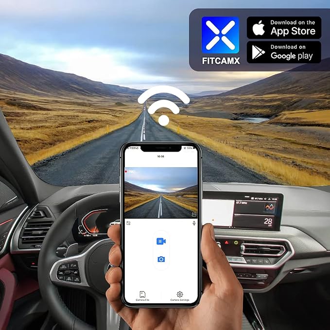 Fitcamx Front 4K+Rear 1080P Dash Cam Adapts for BMW X3 X3 2018-2024 M M40i Sdrive Xdrive30i 30e G01 (HD2-6153), OEM Look, Dual HD Video, WiFi & APP, Loop Recording, G-Sensor, Easy to Set, 128GB Card