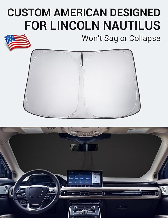 Proadsy 2026 Upgrade Front Windshield Sun Shade Foldable Sunshade Protector Custom Fit 2019-2023 Lincoln Nautilus SUV Accessories, PRS331