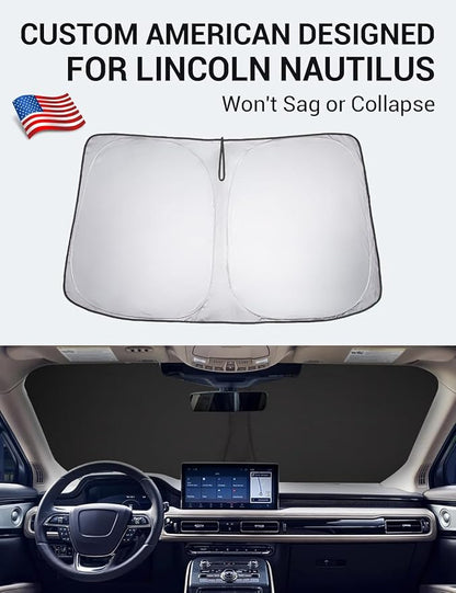 Proadsy 2026 Upgrade Front Windshield Sun Shade Foldable Sunshade Protector Custom Fit 2019-2023 Lincoln Nautilus SUV Accessories, PRS331