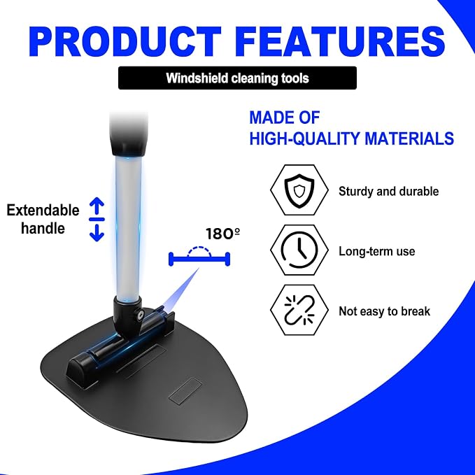 Car Detailing Kit, Extendable Windshield Cleaner with 5 Upgraded Reusable Microfiber Pads | Interior/Exterior Auto Glass & Wheel Cleaning Tool