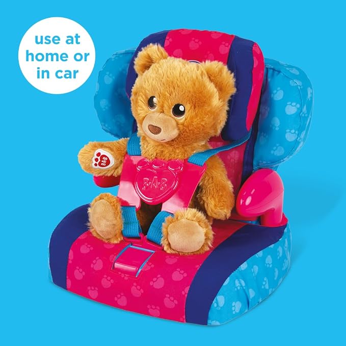 Casdon Build-A-Bear Workshop Furry Friend Toy Car Booster Seat | for Kids Aged 3+ | Use at Home or in Car | Adjustable Headrest & Seatbelt Lock | Fits Cuddly Toys | Bear Not Included
