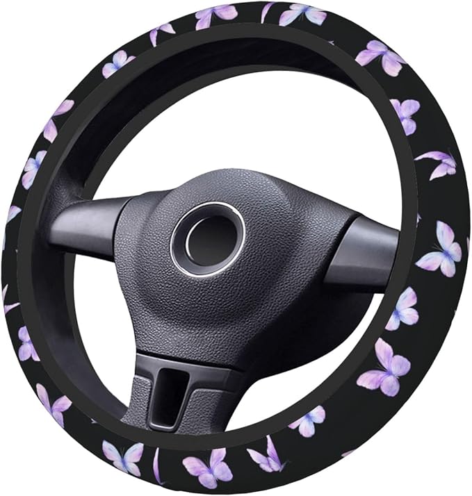 Purple Butterfly Car Steering Wheel Cover Non-Slip