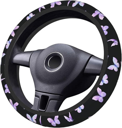 Purple Butterfly Car Steering Wheel Cover Non-Slip
