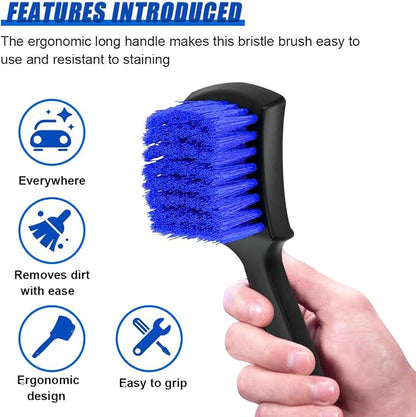 ZIMISI 8.3×2.5 Inch Car Wash Brush, Soft Bristle Short Handle Carpet Cleaning Brush, Scrub Brush for Floor Mats, Tires, Automotive Wheel Bushes for Vehicle Interior & Home (Blue)