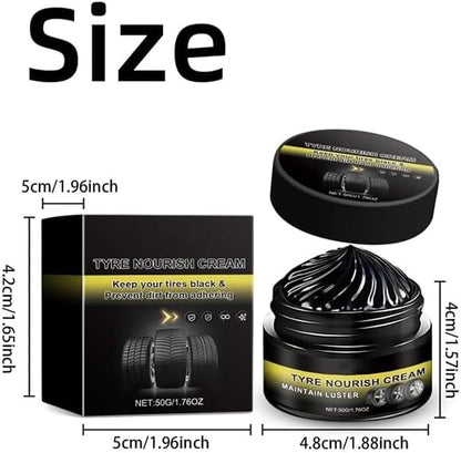 Tyre Nourish Cream,Tire Shine-Restores Deep Black Gloss & Blocks UV - Long Lasting, Non-Greasy Formula for for All Car, Truck,SUV Tires, Prevents Cracking & Aging (1p)
