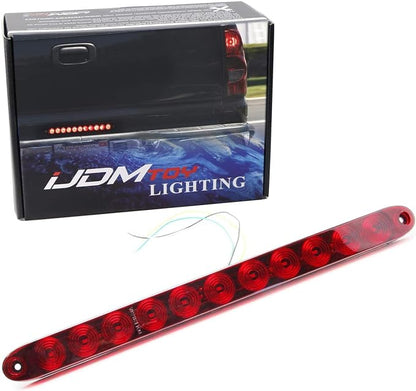 iJDMTOY 15-Inch Truck Trailer Tailgate Red LED ID Light Bar Compatible with Chevrolet Dodge Ford GMC Nissan Toyota etc, Functions as Tail Light, Brake Lamp & Turn Signal Lights, Dark Red Lens
