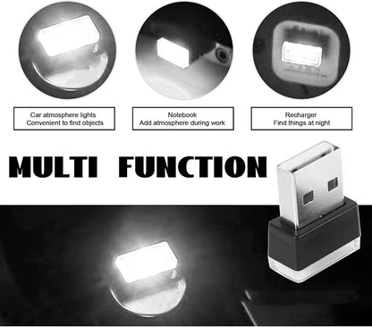 NTNEV 4PCS USB LED Car Interior Atmosphere Lamp, Mini Led USB Lights for Car Decoration, Ambient Lighting Kit, Plug-in USB Interface, Universal Car Interior Accessories (White)