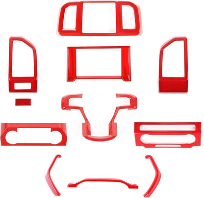 JeCar 11PCS Interior Decoration Trim Kit for Ford F150 2015-2020 Steering Wheel & Center Console Trim Dashboard & Rear Air Conditioner Vent Cover (Red)