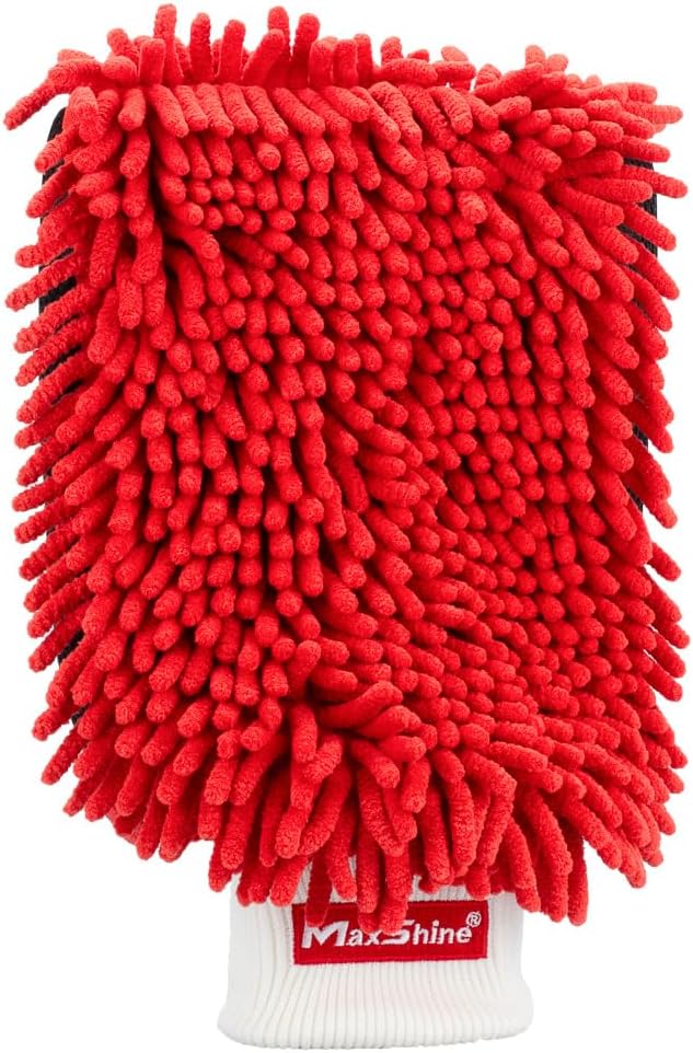 Maxshine Universal Red Chenille Professional Detailing Clay Mitt - Ideal Wash Mitts for Car, SUV, Trucks, Boats, RV Washing - High Efficiency Detailing Wash Mitt - Auto Detailing Accessories
