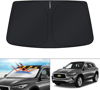 KUST Windshield Sun Shade for 2019-2021 Infiniti QX50 & 2021-2025 2026 QX55 Accessories Window Sunshade Sun Visor Protector Foldable Blocks UV Rays Keep Car Cooler