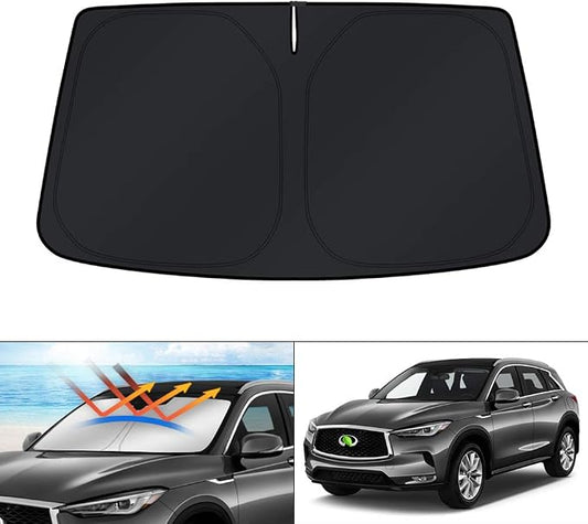 KUST Windshield Sun Shade for 2019-2021 Infiniti QX50 & 2021-2025 2026 QX55 Accessories Window Sunshade Sun Visor Protector Foldable Blocks UV Rays Keep Car Cooler