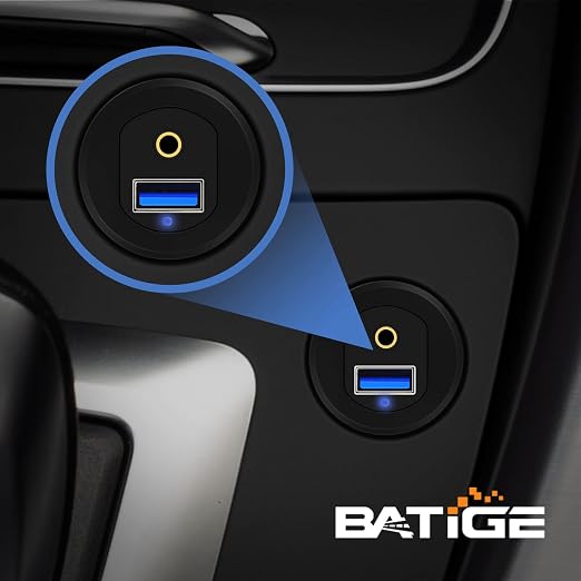 Alloy USB 3.0 AUX DC3.5mm Port Car Mount Flush Cable for Car Boat Motorcycle Dash Panel with LED Indicator - 3ft