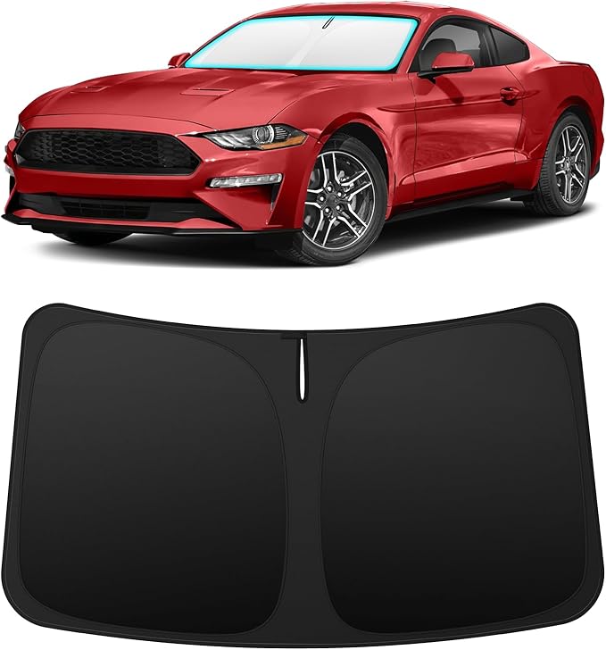 INSAUTO Custom Fit Windshield Sun Shade Accessories for Ford Mustang 2015-2026 (Mustang Mach-E Not Fit), Foldable Front Window Sunshade, UV & Heat Reflector, Keeps Interior Cool, Includes Storage Bag