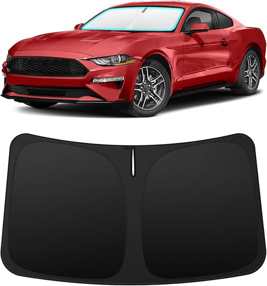 INSAUTO Custom Fit Windshield Sun Shade Accessories for Ford Mustang 2015-2026 (Mustang Mach-E Not Fit), Foldable Front Window Sunshade, UV & Heat Reflector, Keeps Interior Cool, Includes Storage Bag