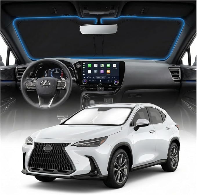 for Lexus NX NX250 NX350 NX350h NX450h+ Sun Shade Windshield Cover - Custom Fit NX Accessories 2015-2021 Sunshade Foldable UV Protection & Heat Shield Sun Visor Accessories