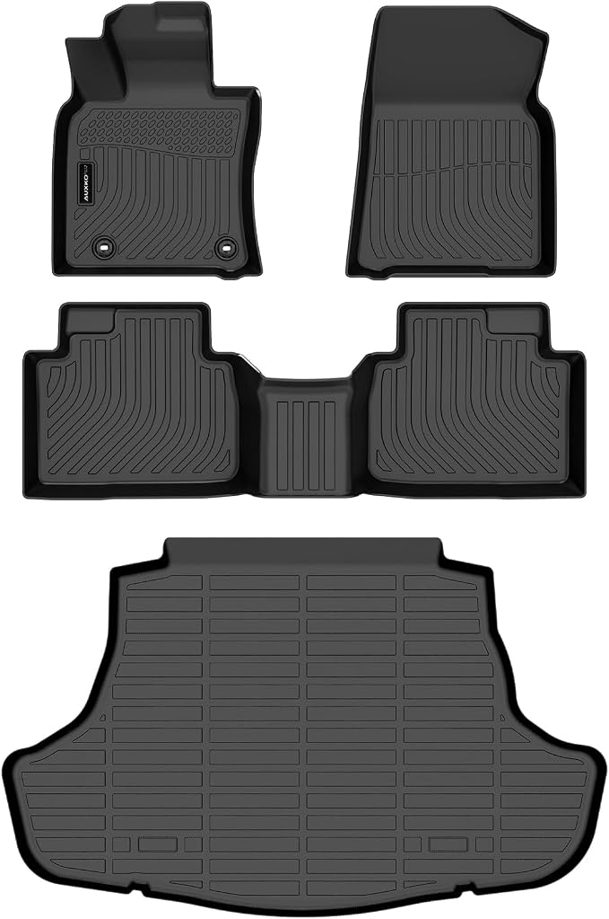 Auxko All Weather Floor Mats Cargo Mat Fit for Toyota Camry Hybrid 2024 2023 2022 2021 2020 2019 2018 TPE Floor Liner Trunk Mat Camry Accessories All Season Odorless Anti-Slip Black